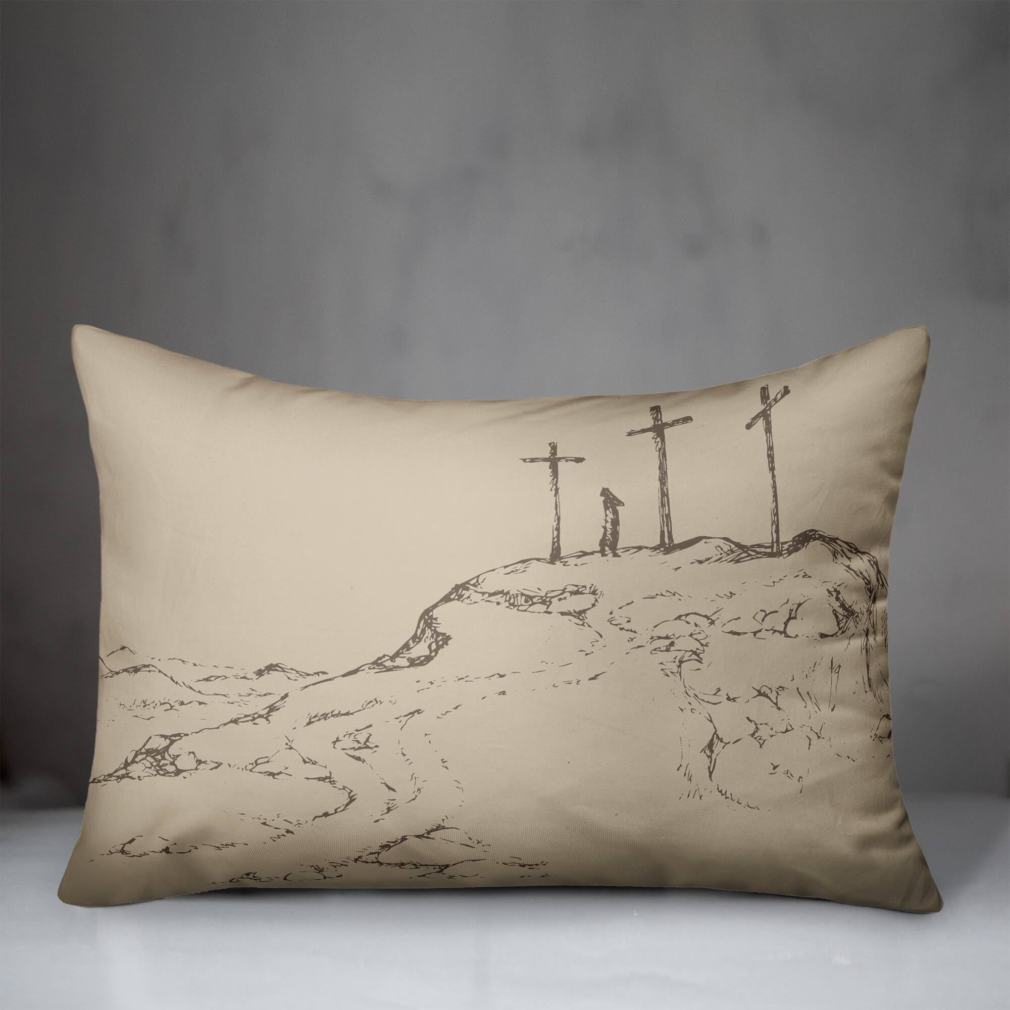 Crosses On Hill Pillow 14" x 20" Throw Pillow